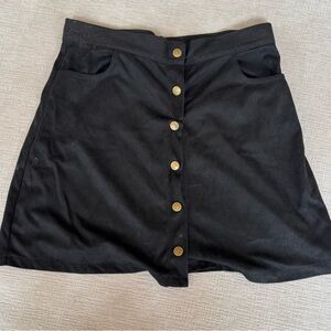 Chic Black Button-Front A-Line Skirt